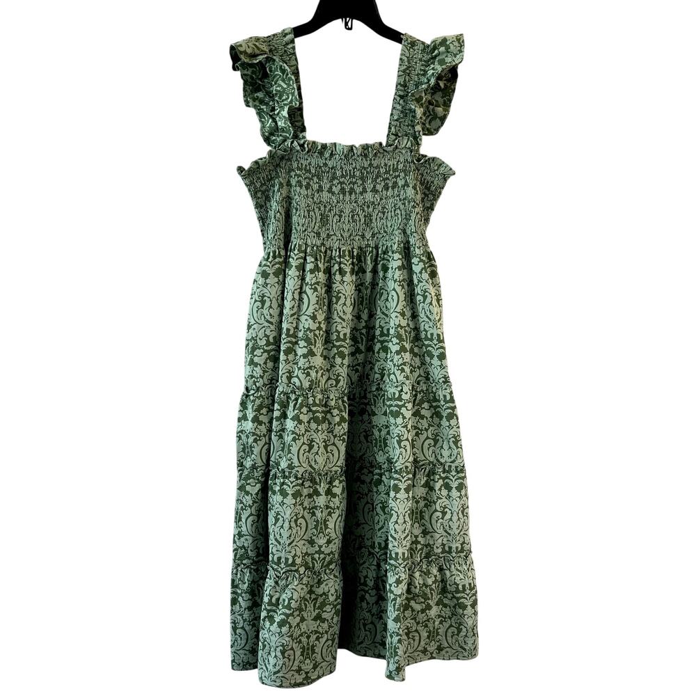 Hill House Ellie Nap Midi Dress Green Jacquard size XL New - Picture 5 of 9